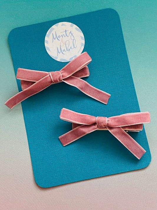 Sale: Pink Small Velvet Bows (Pair)