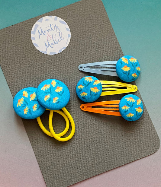 Yellow Flowers on Blue