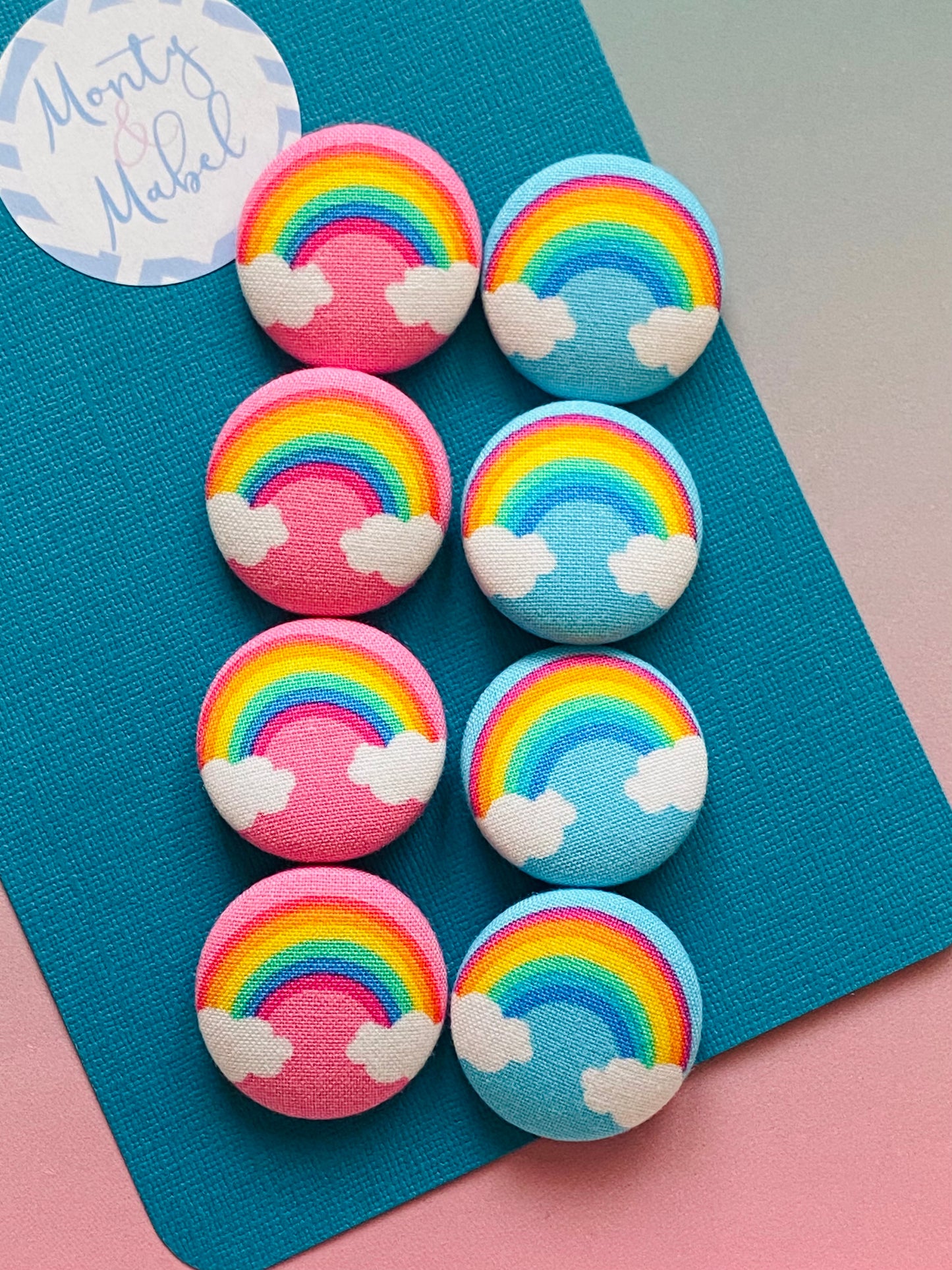 Sale: Pink & Blue Rainbows Small Bobbles (Pair)