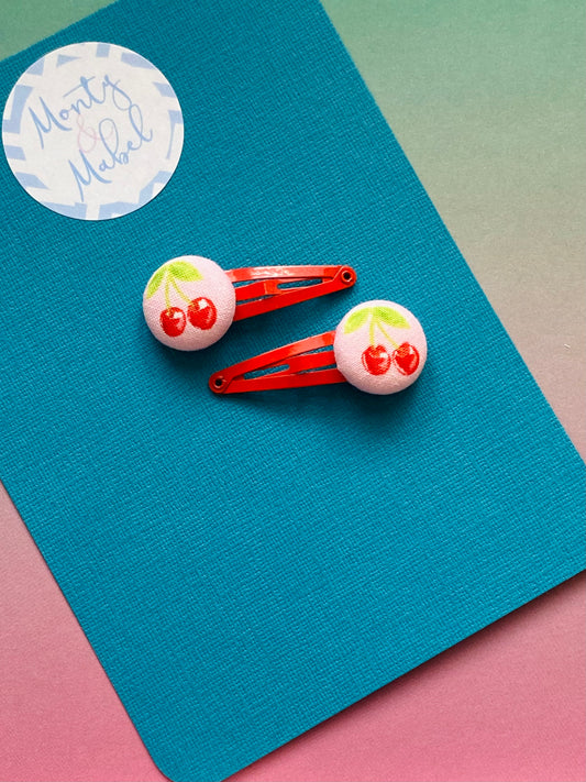 Sale: Pink Cherries Tiny Clips (Pair)