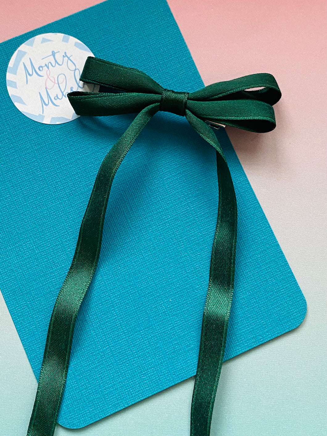 Long Tail Ribbon Bow - Dark Green