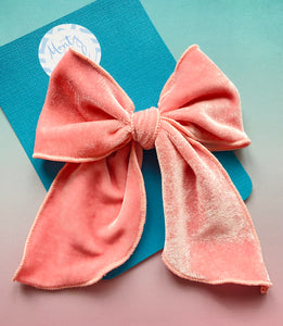 Pale Pink Velvet Large Bow