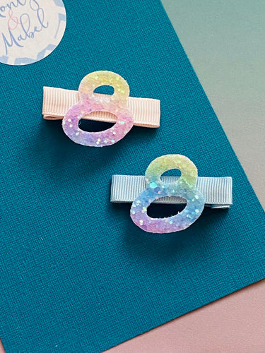 Sale: Age 8 Glitter Birthday Clips (Pair)