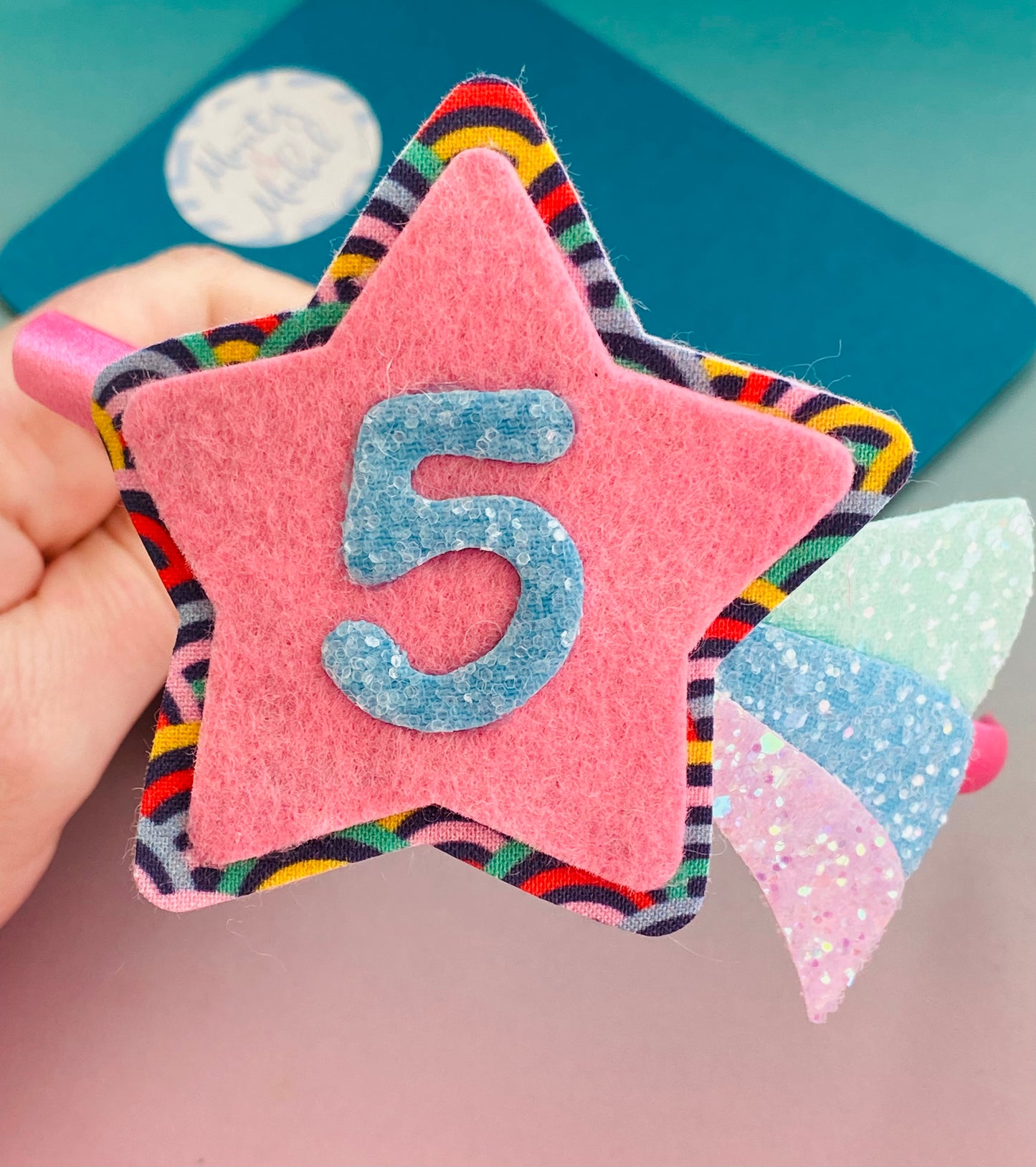 Sale: Age 5 Rainbow Star Rosette on Headband