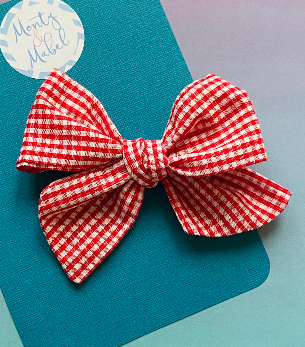 Red Gingham Sewn Bow