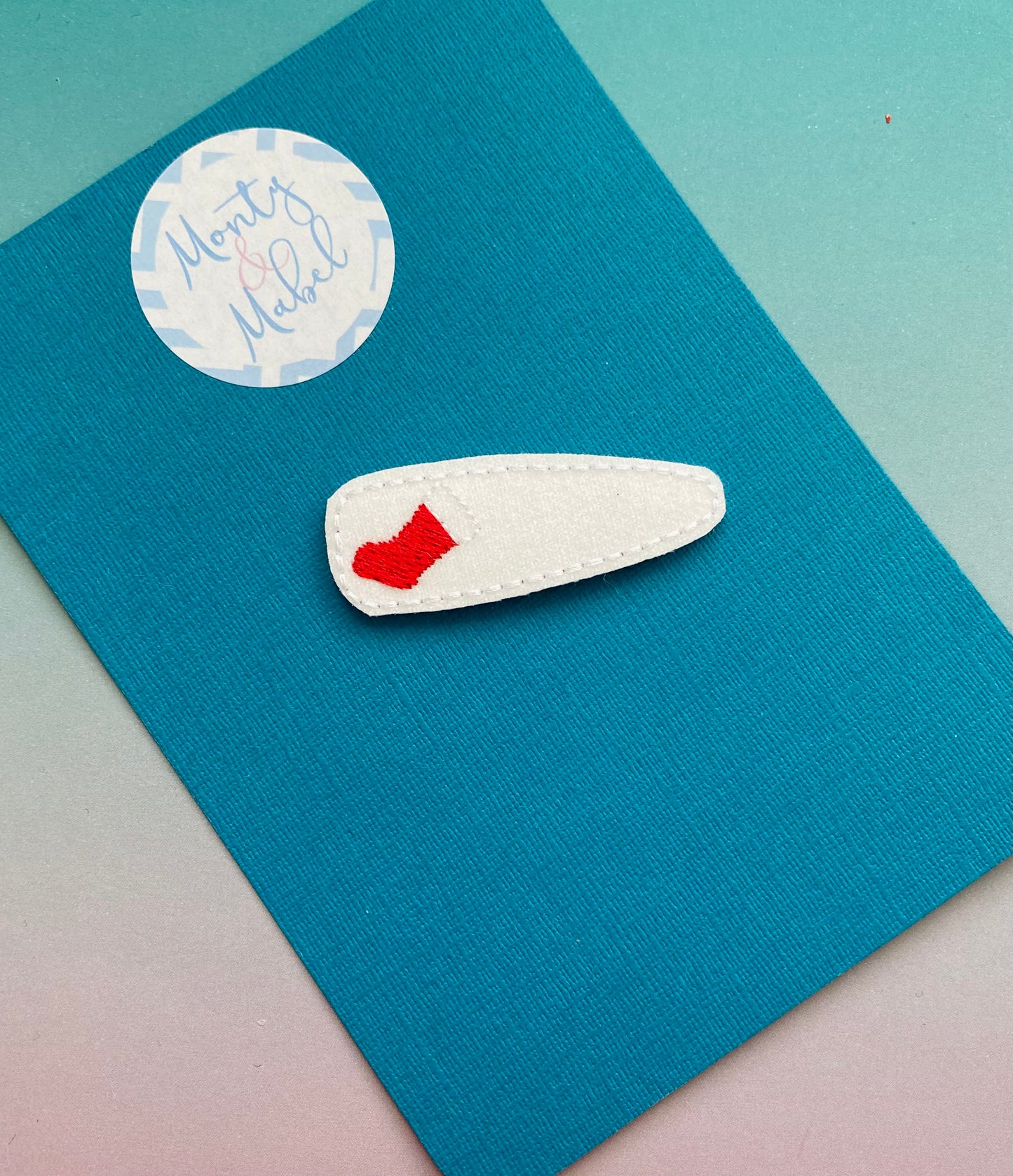 Sale: Christmas Stocking Embroidered Snap Clip