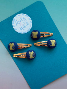 Sale: Navy/Gold Mice Tiny Clips (Pair)