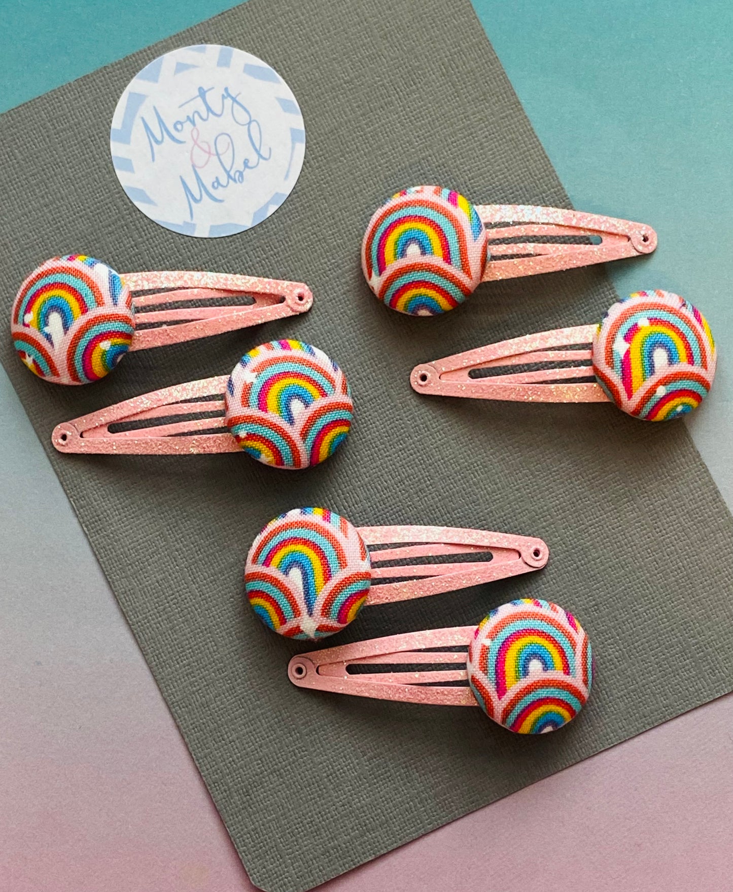 Sale: Pastel Rainbows Standard Clips (Pair)
