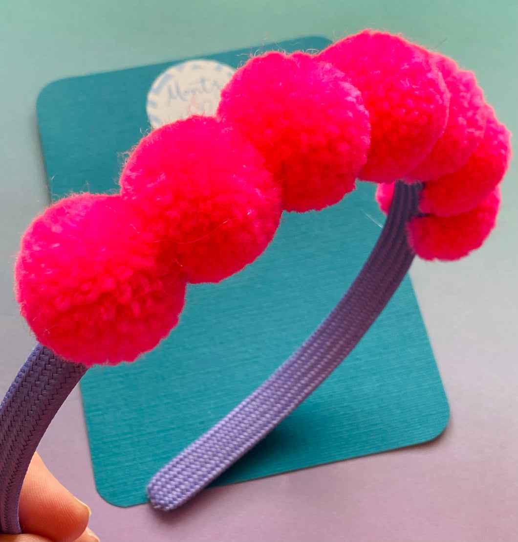 Sale: Neon Pink Pom Pom Headband