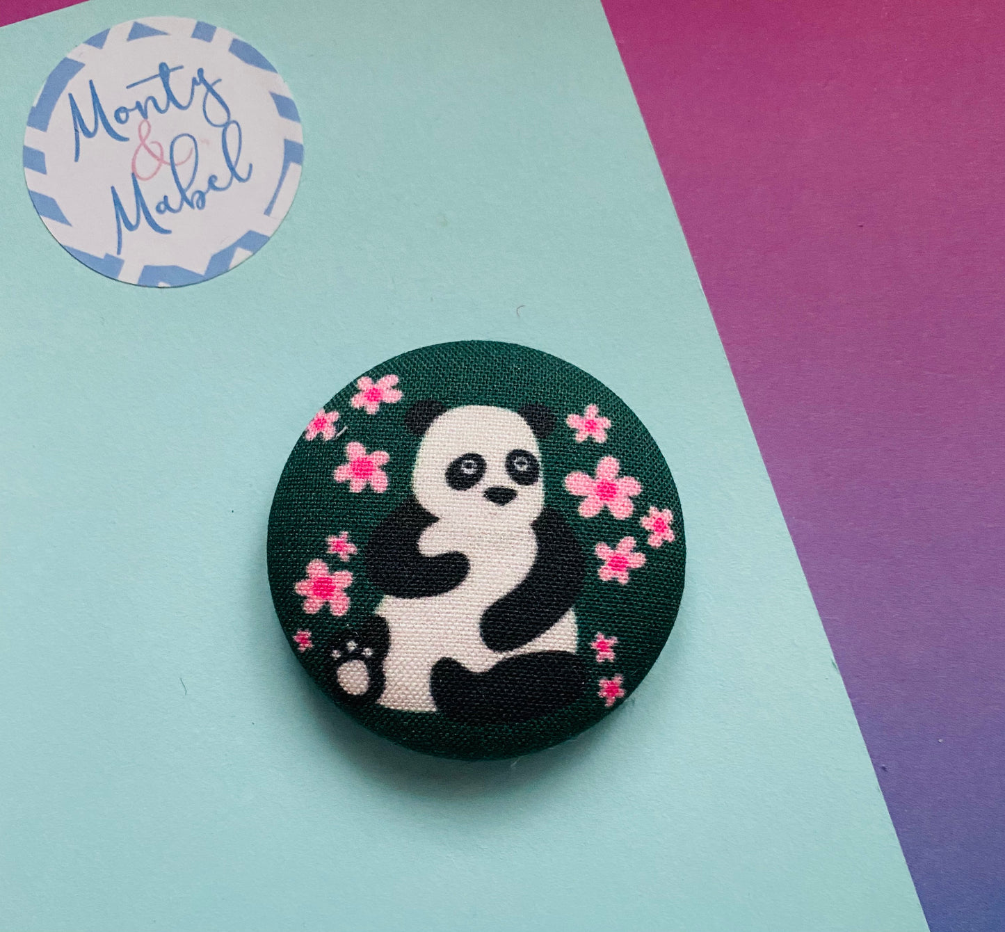 Sale: Green Floral Panda Large Bobble (Single)