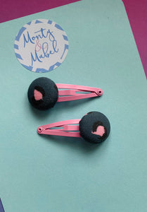 Sale: Navy/Pink Leopard Print Tiny Clips (Pair)