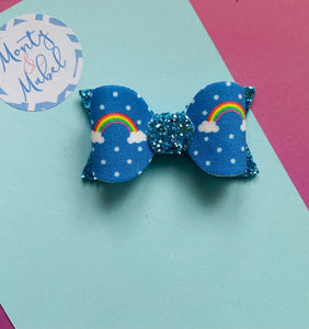 Sale: Blue Rainbow & Glitter Small Bow