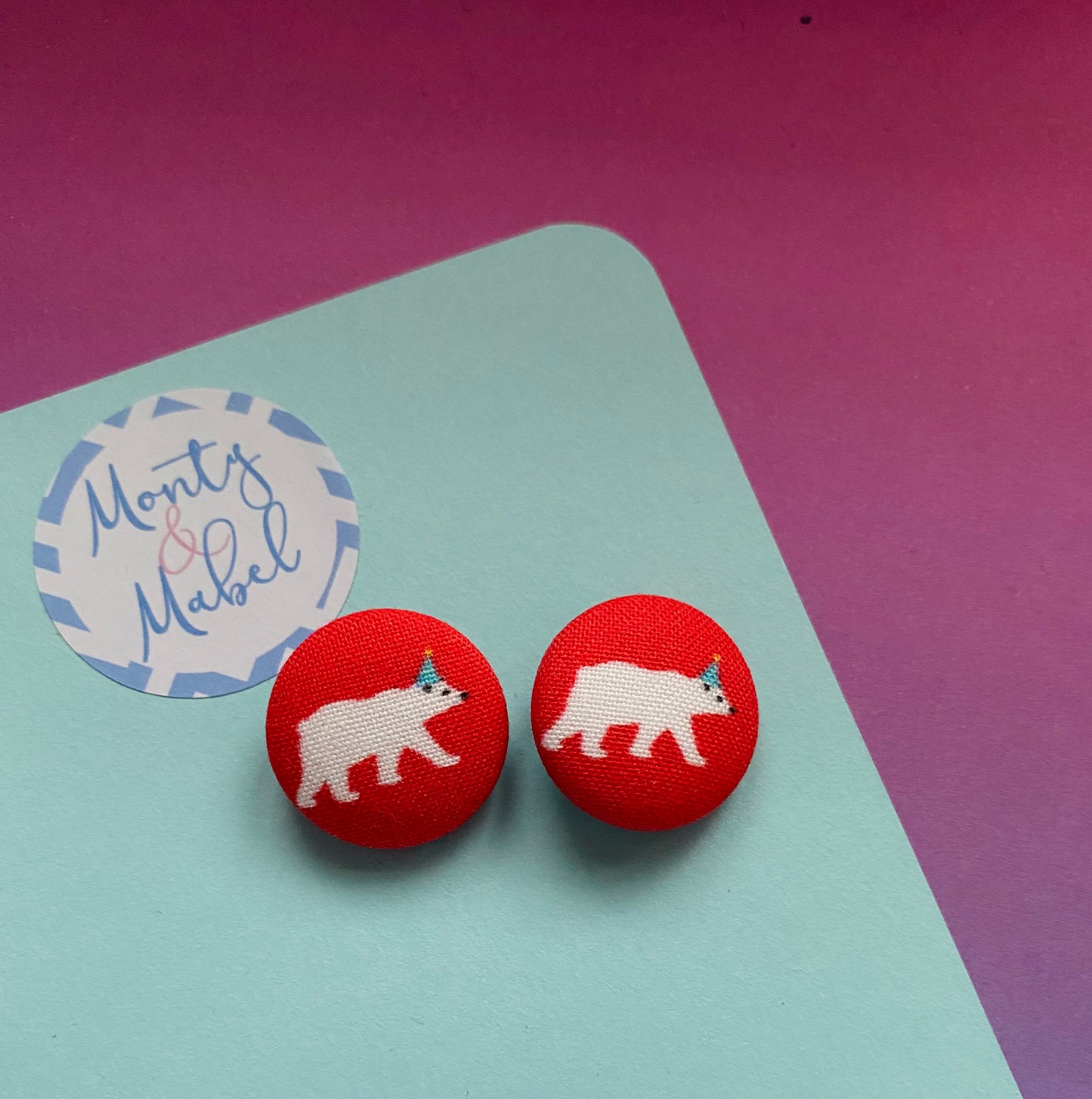 Sale: Red Polar Bear Tiny Bobbles (Pair)