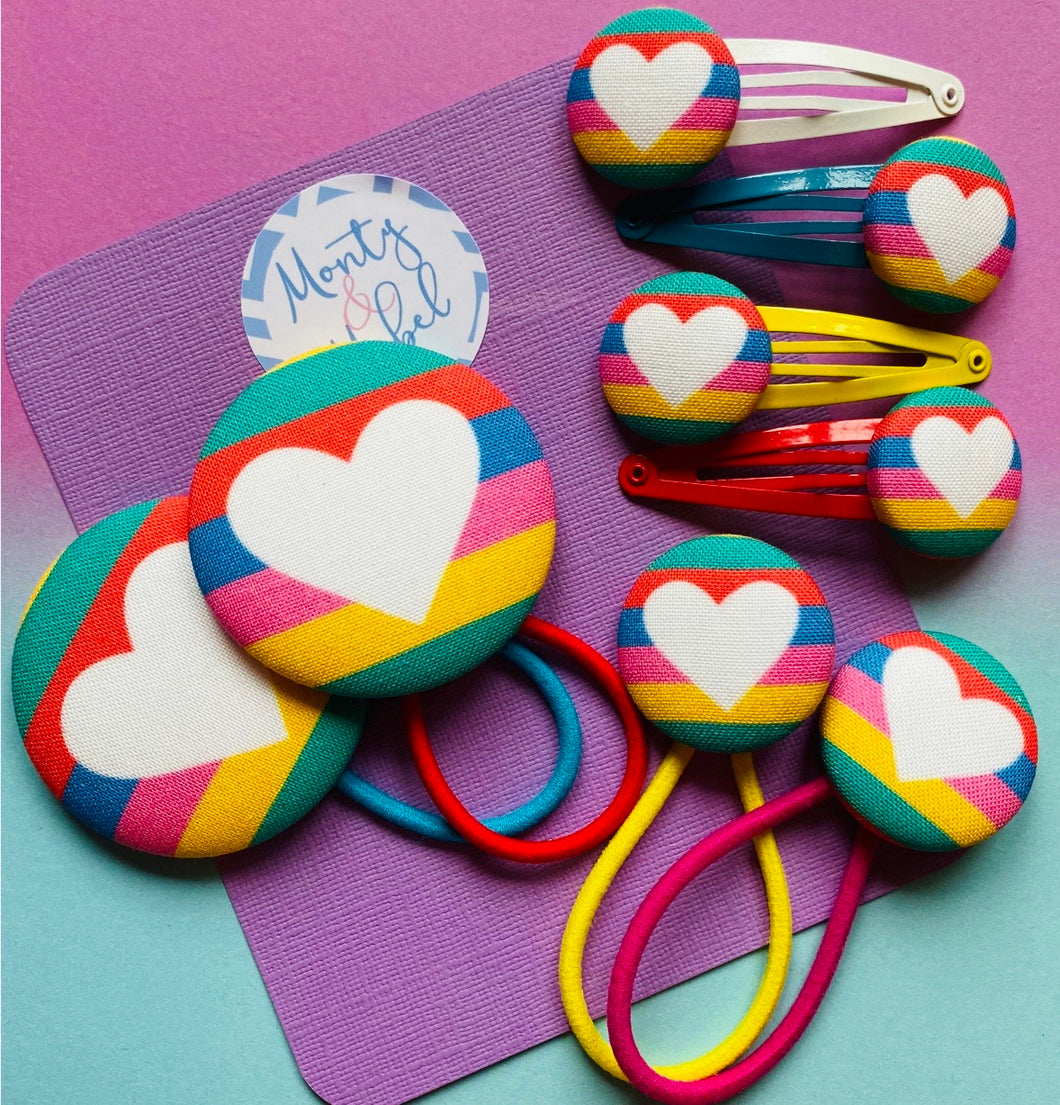 Hearts On Rainbow Stripes