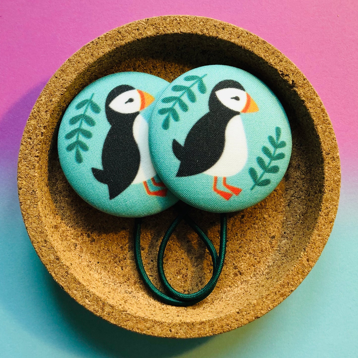 Puffins with Leaves