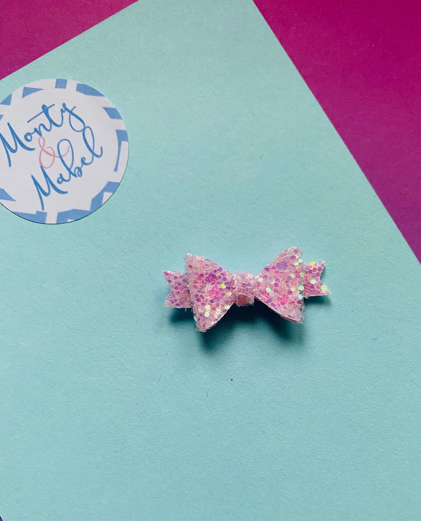 Sale: Pink Glitter Diddy Bow Fringe Clip