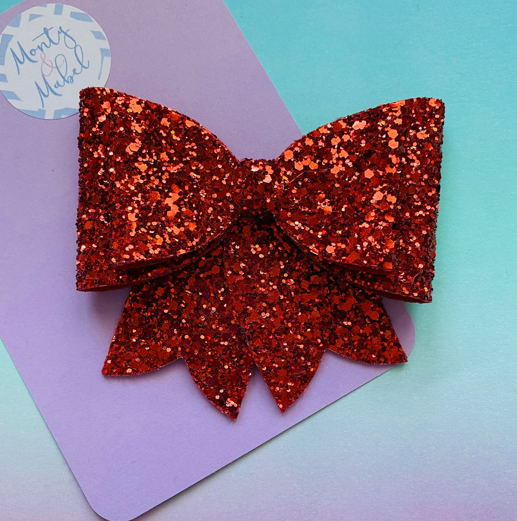 Sale: Red Glitter French Bow