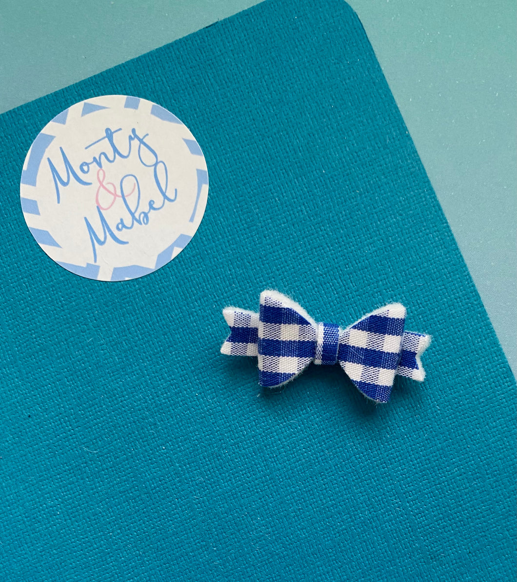 Sale: Navy Gingham  Diddy Bow Fringe Clip
