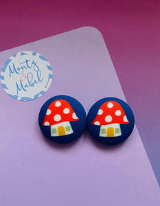 Sale: Navy Toadstool Small Bobbles (Pair)
