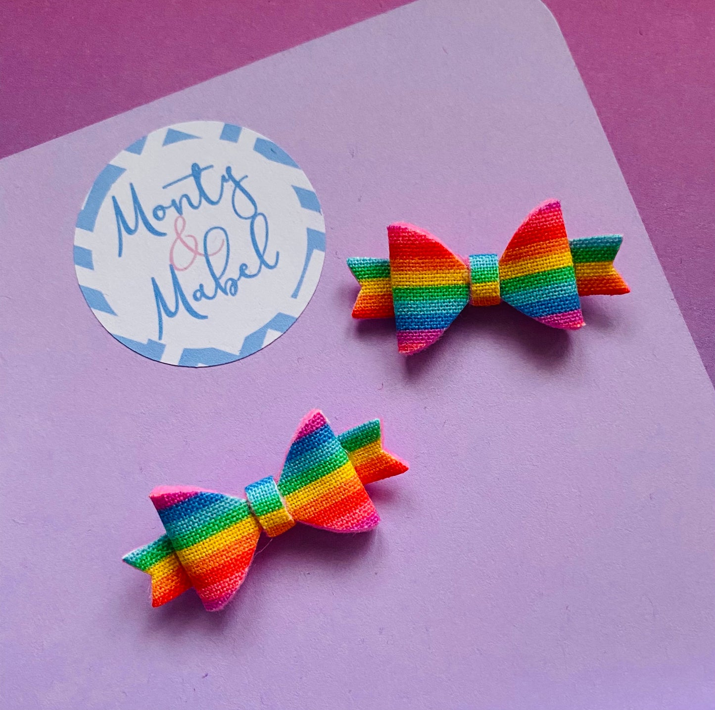 Sale: Rainbow Stripes Diddy Bow Fringe Clip