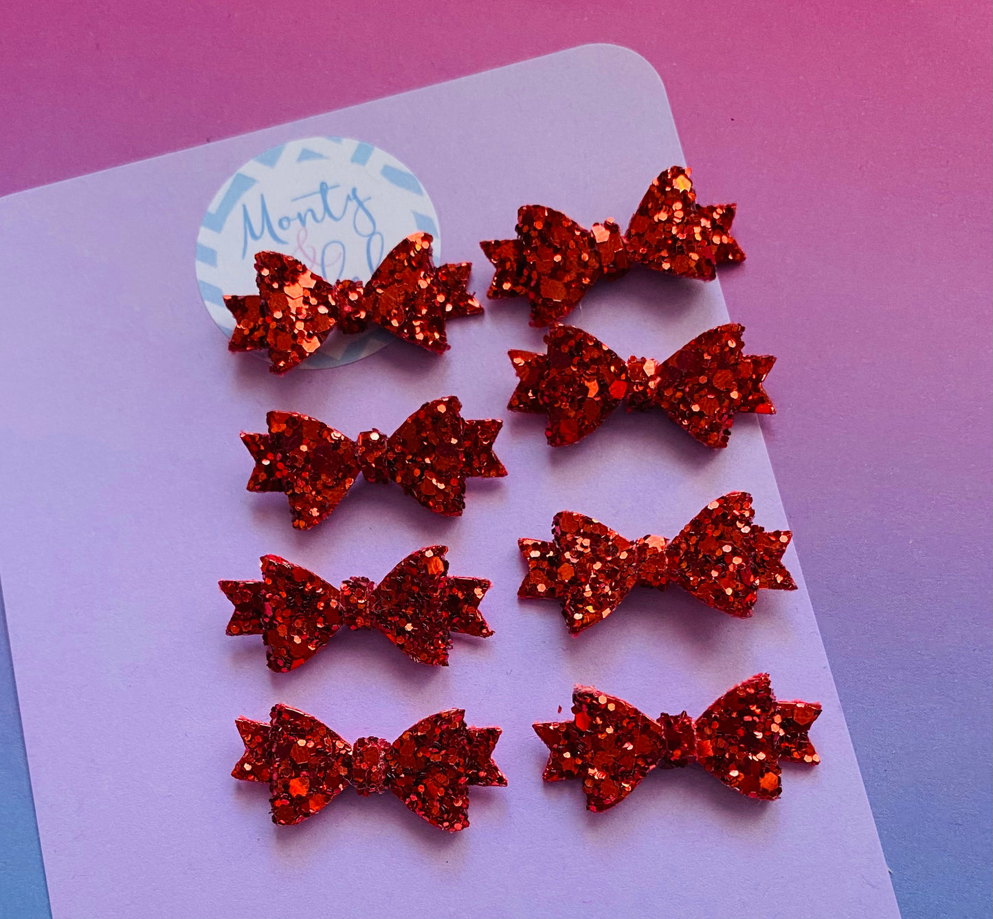 Sale: Red Glitter Diddy Bow Fringe Clip