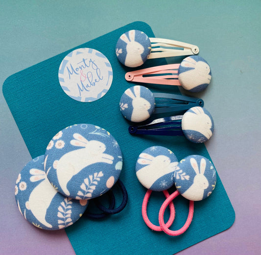 Floral Bunnies On Blue