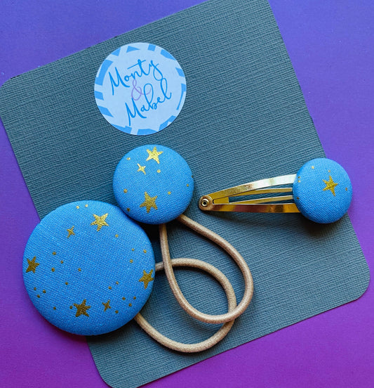 Gold Metallic Stars (Periwinkle)