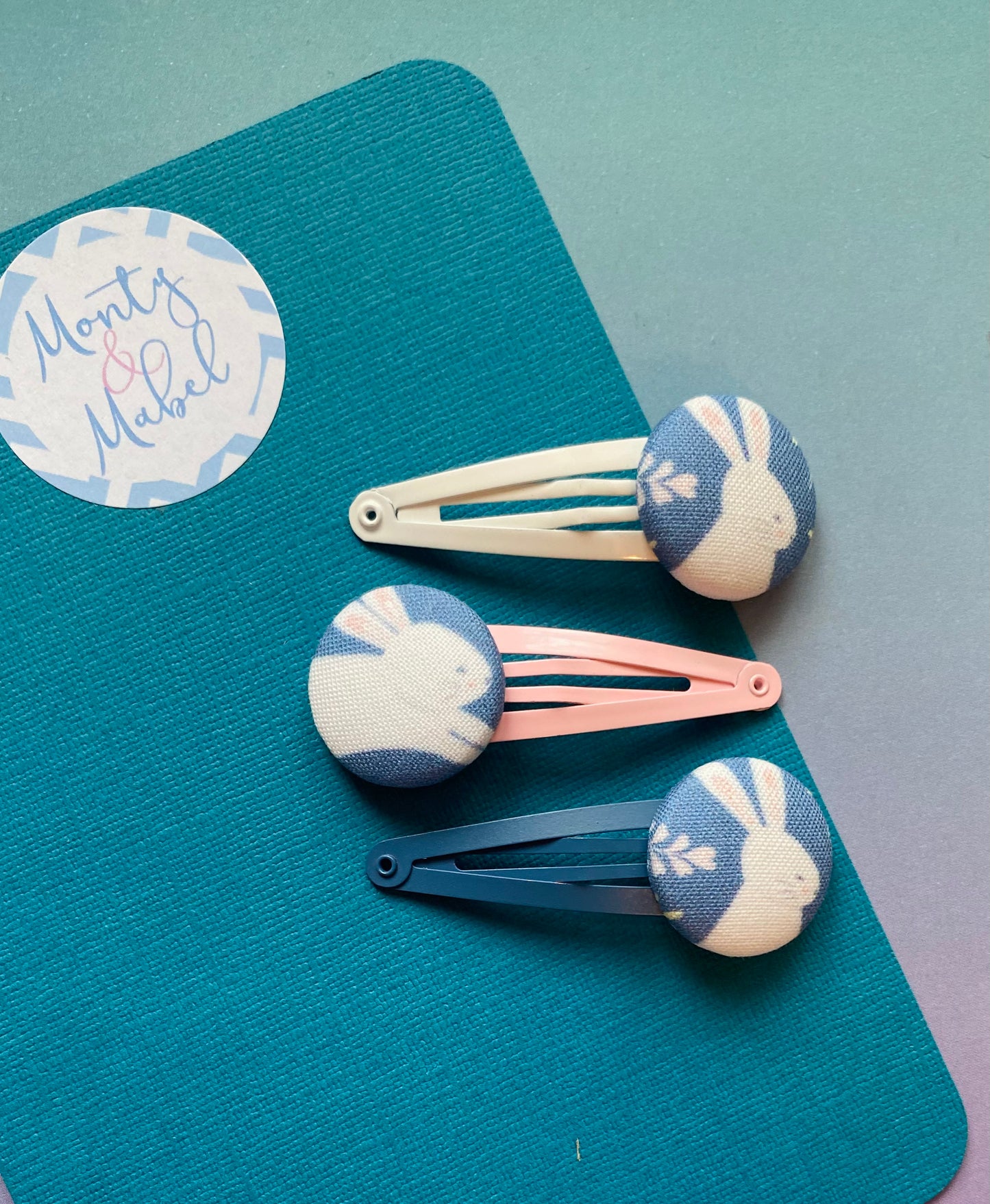 Floral Bunnies On Blue