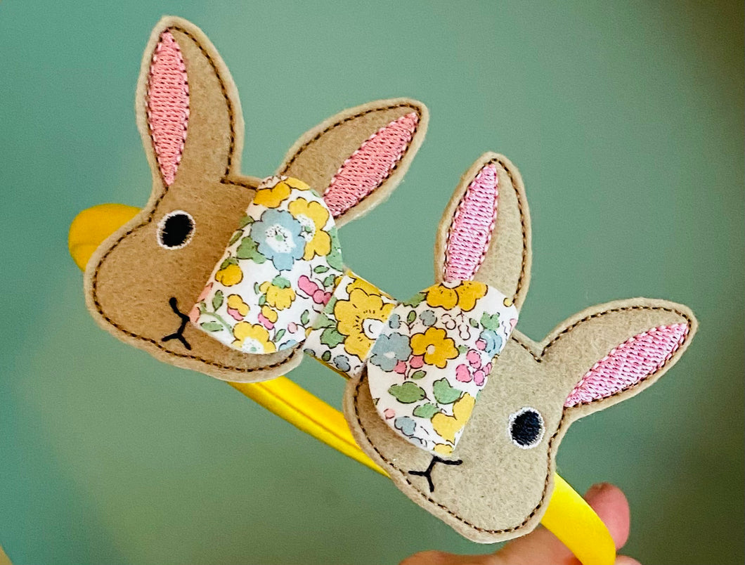 Embroidered Spring Bunnies with Liberty Bow