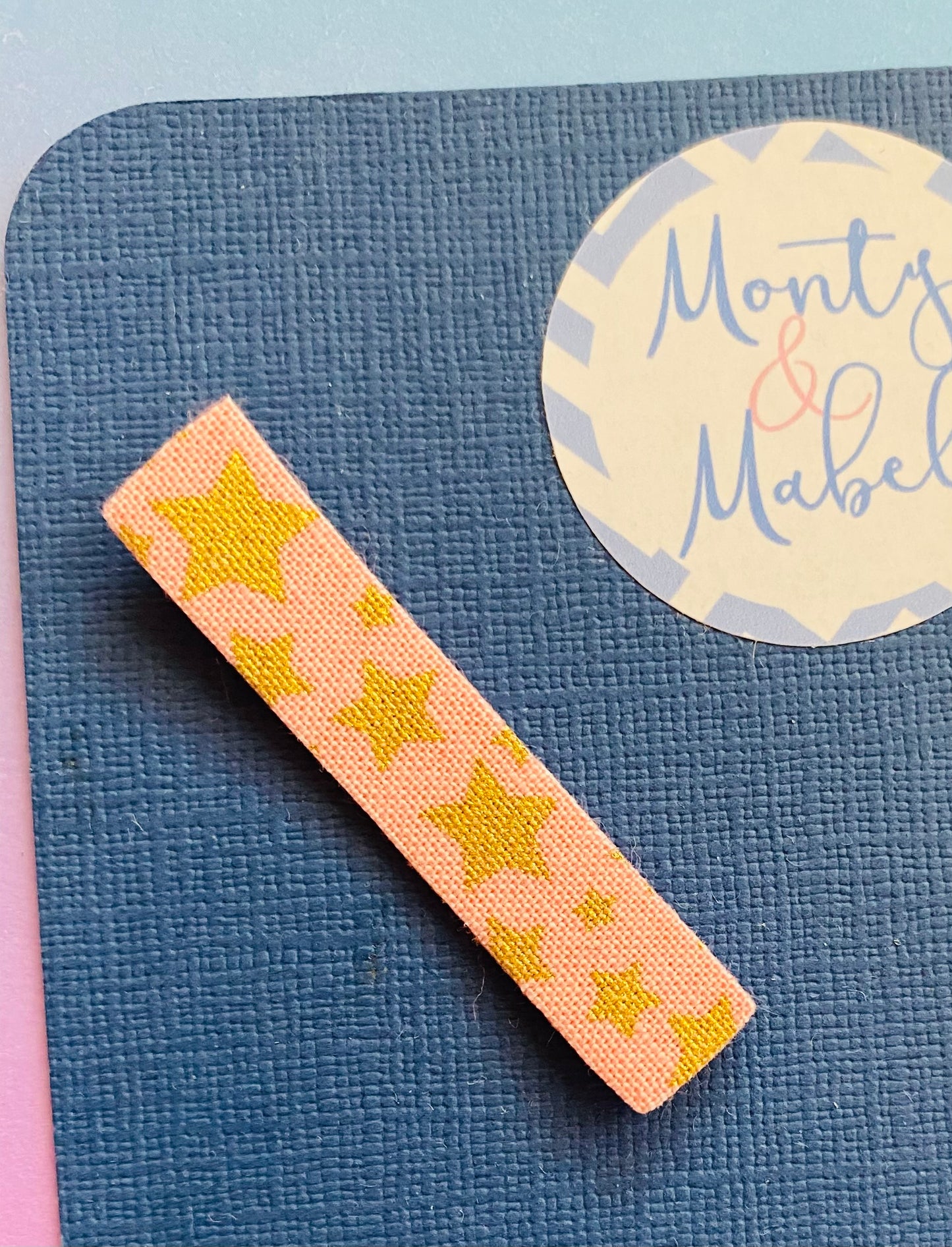 Sale: Pink/Gold Stars Plain Fringe Clip