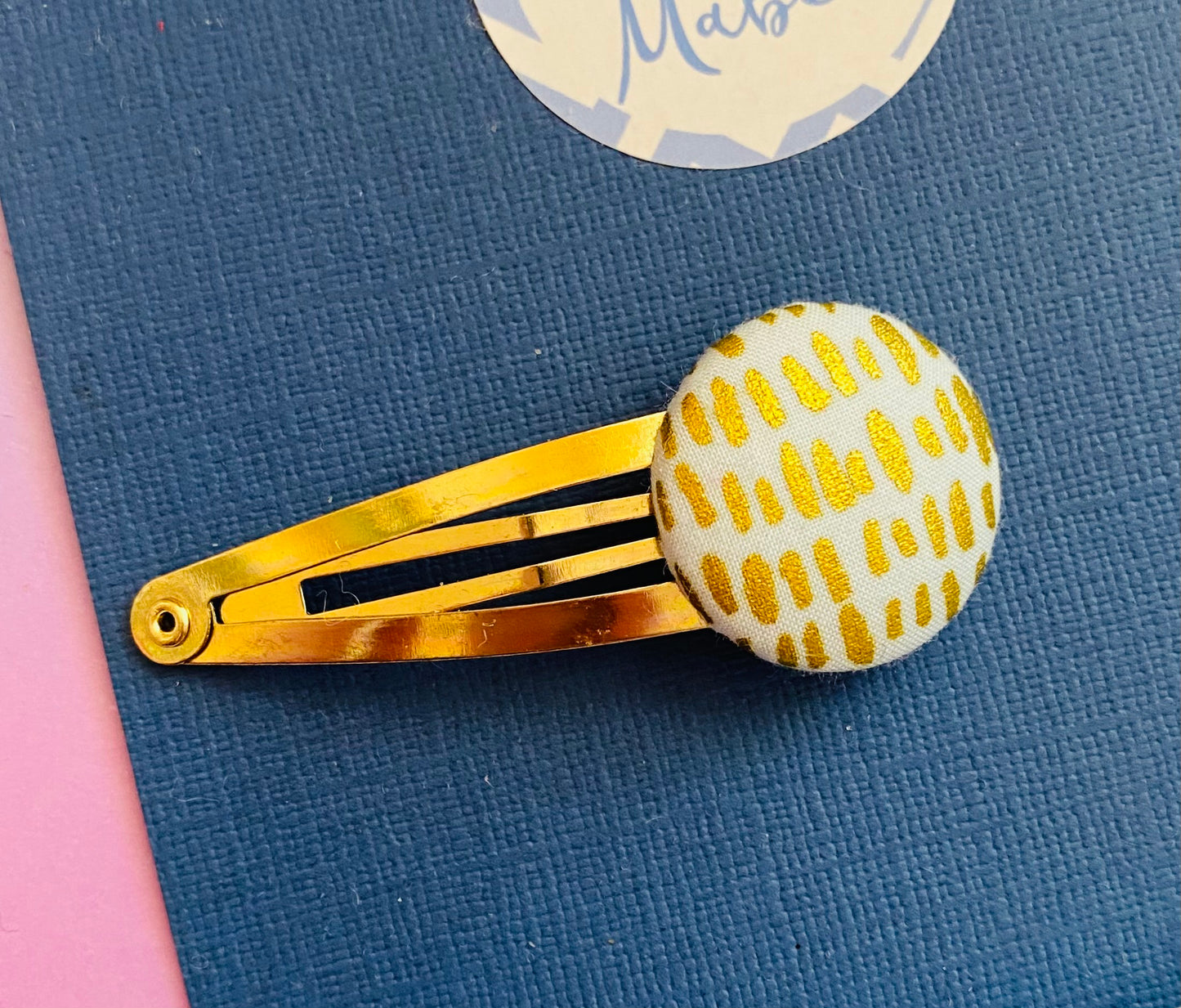 Sale: Minty Blue/Gold Dashes Standard Clip (Single)