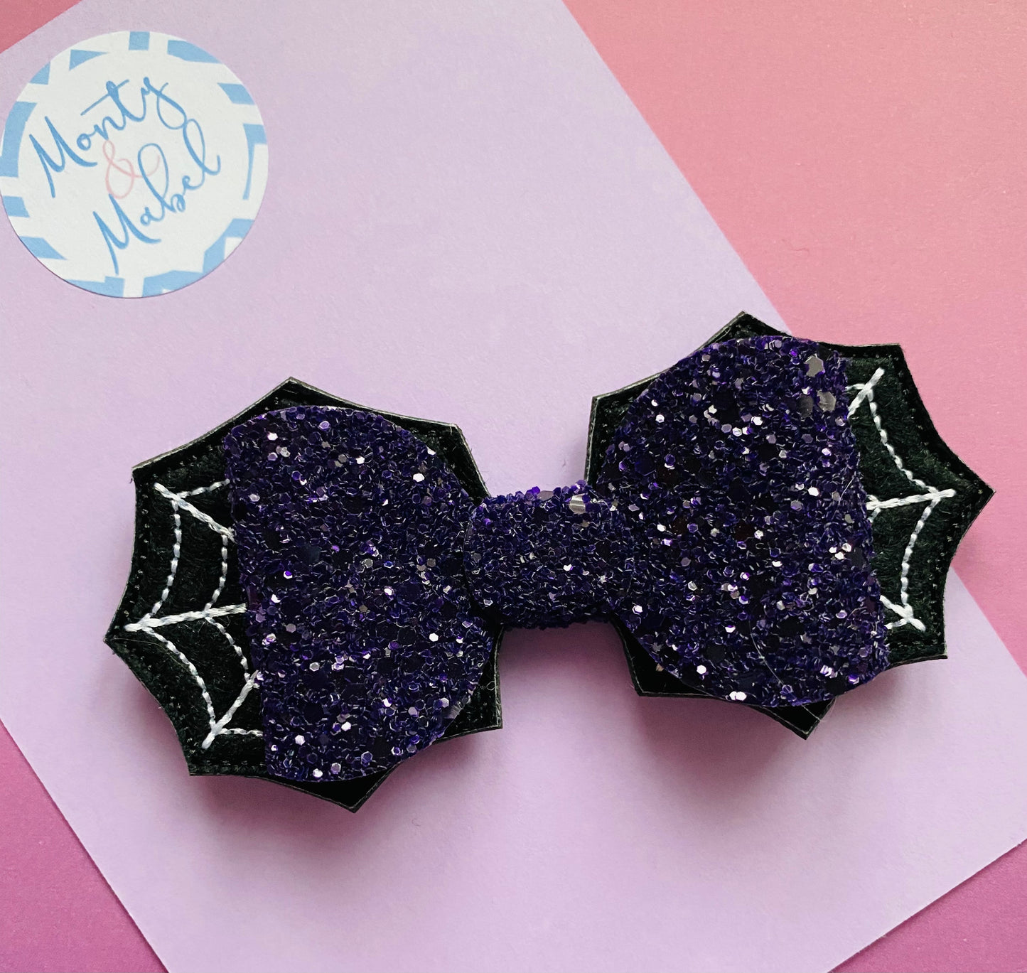 Sale: Spider Web with Dark Purple Glitter Bow