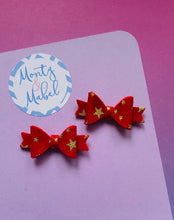Sale: Red/Gold Stars Diddy Bow Fringe Clip