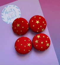 Sale: Red/Gold Stars Small Bobbles (Pair)