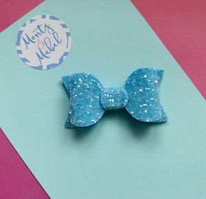 Sale: Light Turquoise Blue Glitter Small Bow