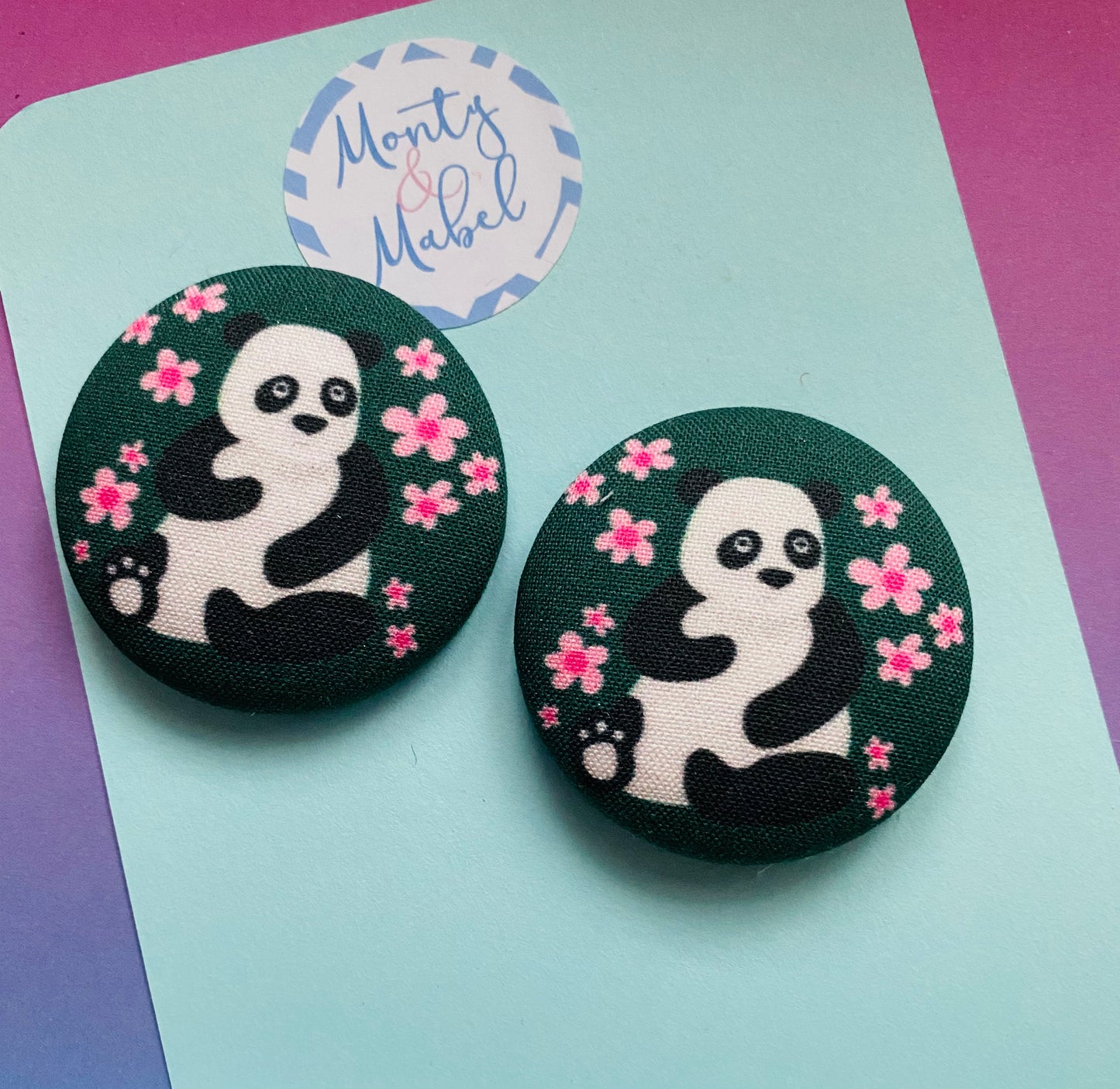 Sale: Green Floral Panda Large Bobble (Single)