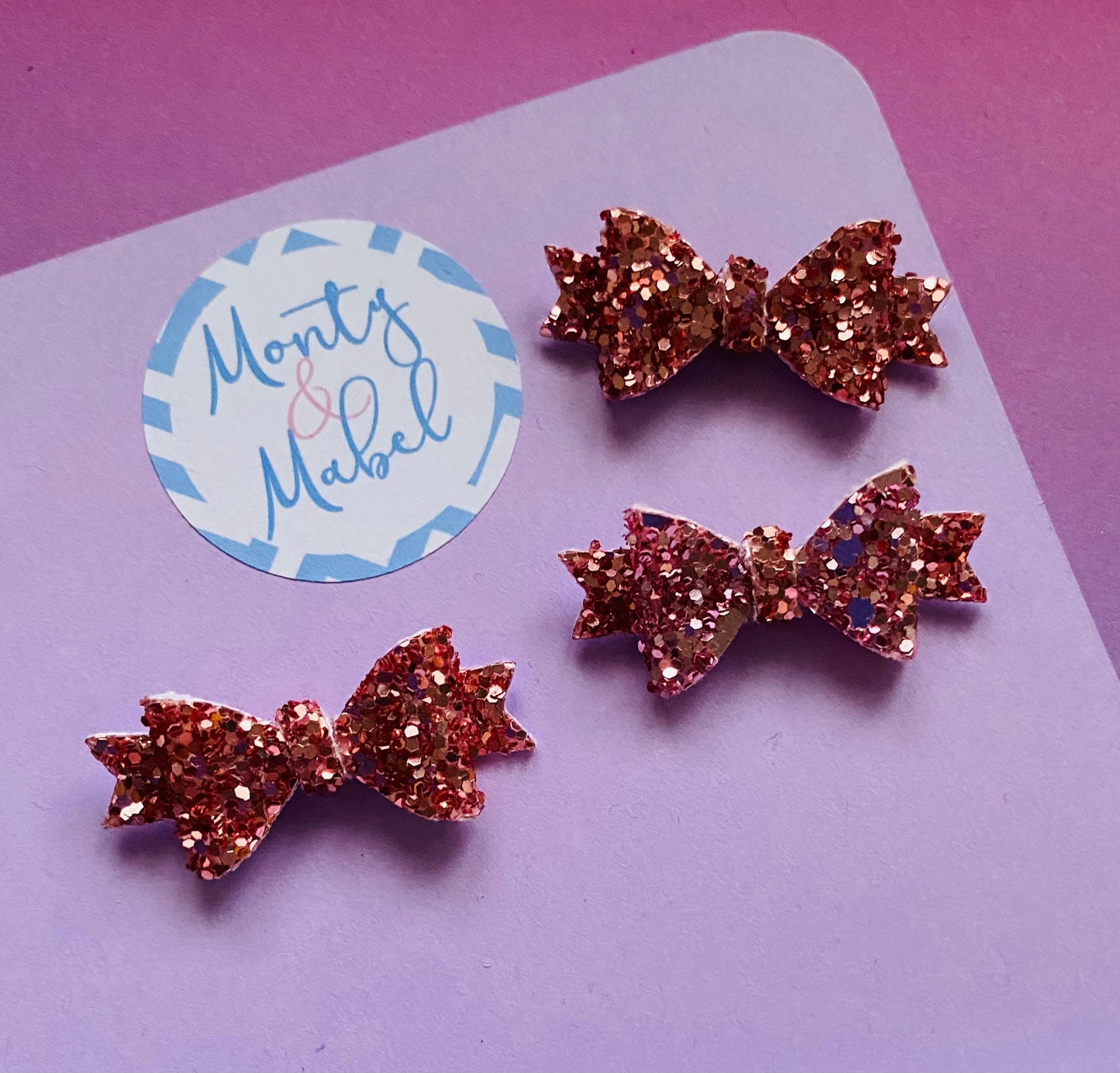 Sale: Rose Gold Glitter Diddy Bow Fringe Clip