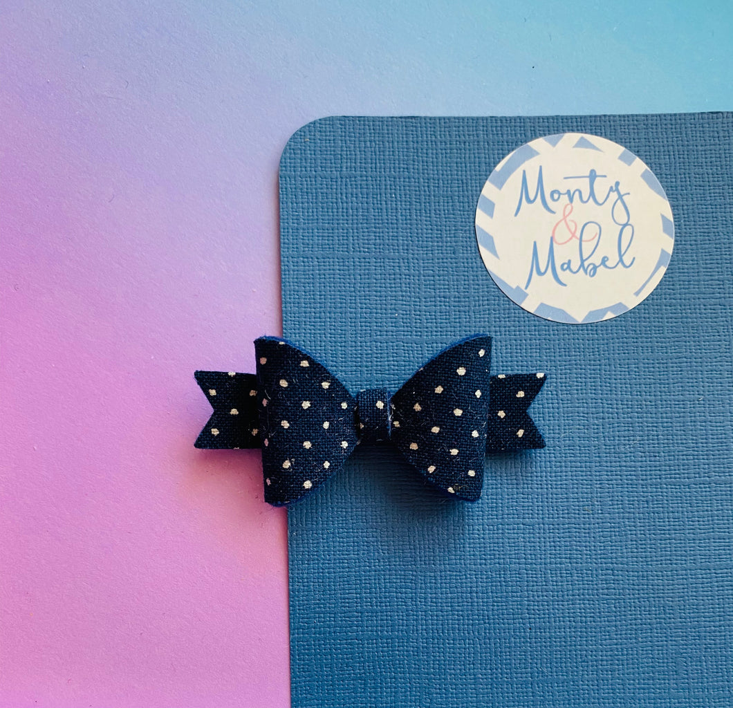 Sale: Navy Polka Dot Extra Small Bow