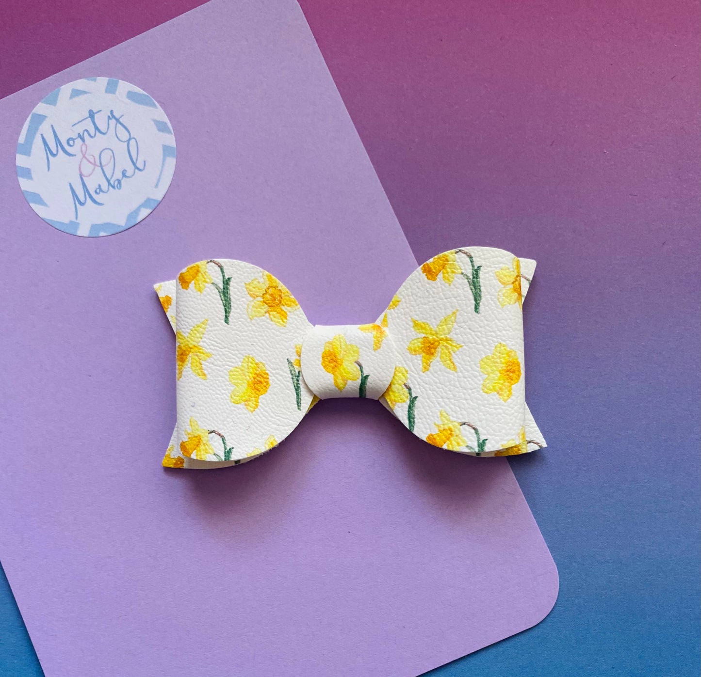 Sale: Printed Daffodils Medium Bow