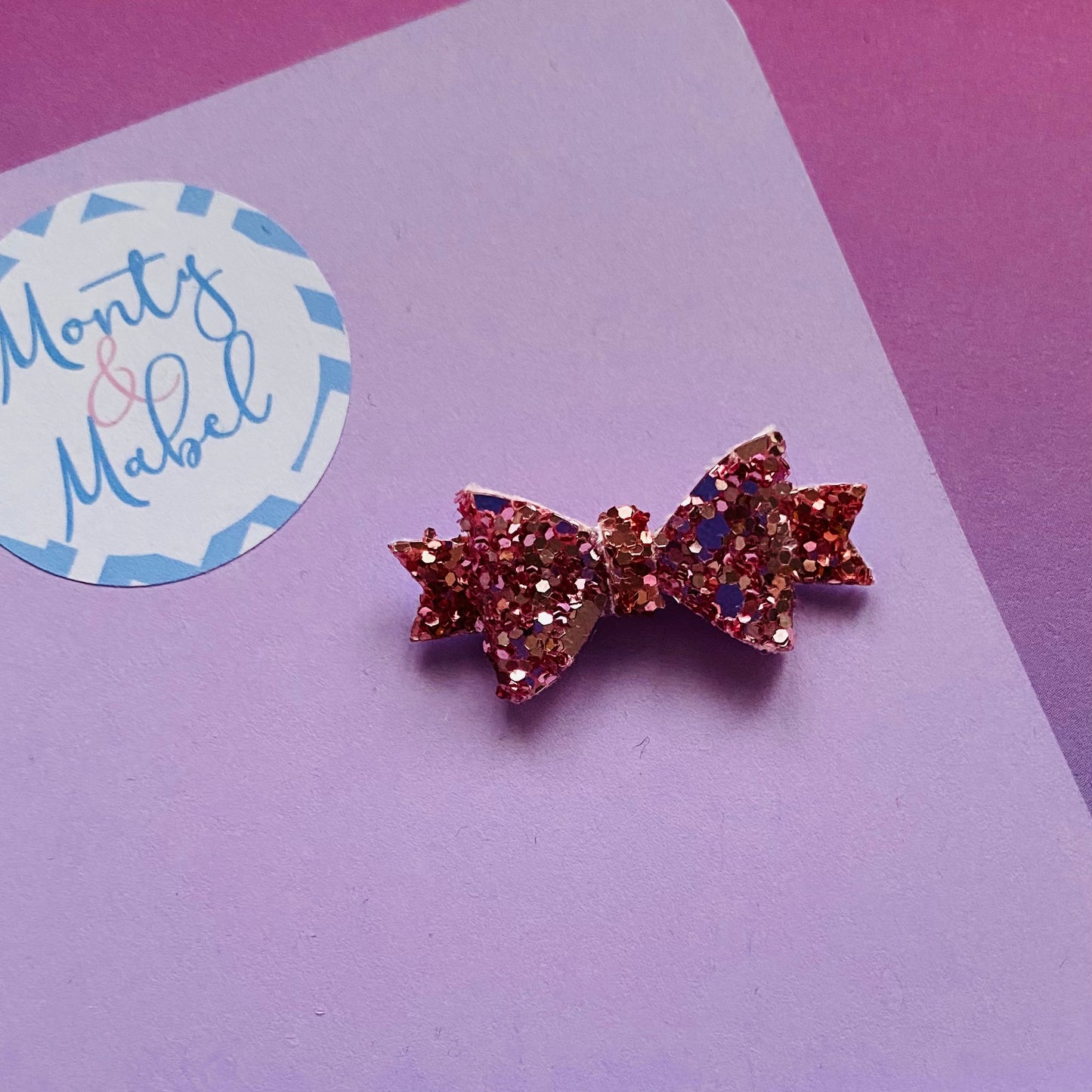 Sale: Rose Gold Glitter Diddy Bow Fringe Clip