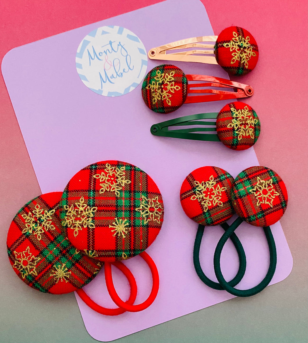 Red Tartan with Gold Snowflakes