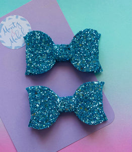 Sale: Blue Glitter Medium Bow