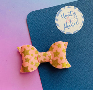 Sale: Pink & Gold Stars Small Bow