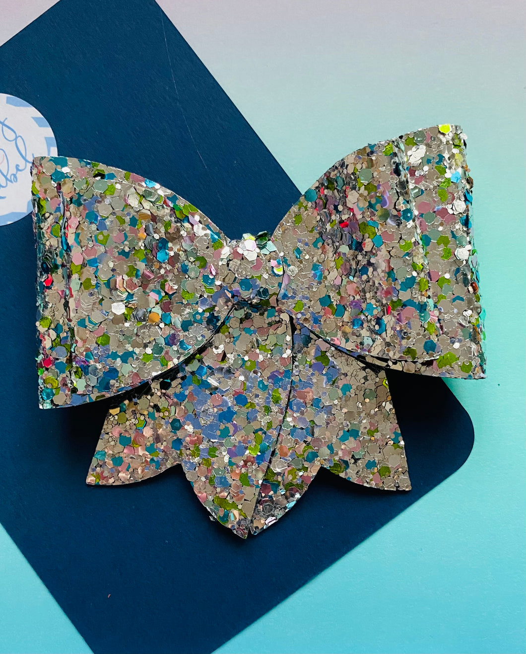 Sale: Chunky Silver Glitter French Bow