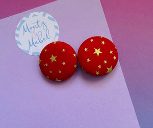 Sale: Red/Gold Stars Small Bobbles (Pair)