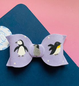 Sale: Purple Penguins Medium Bow