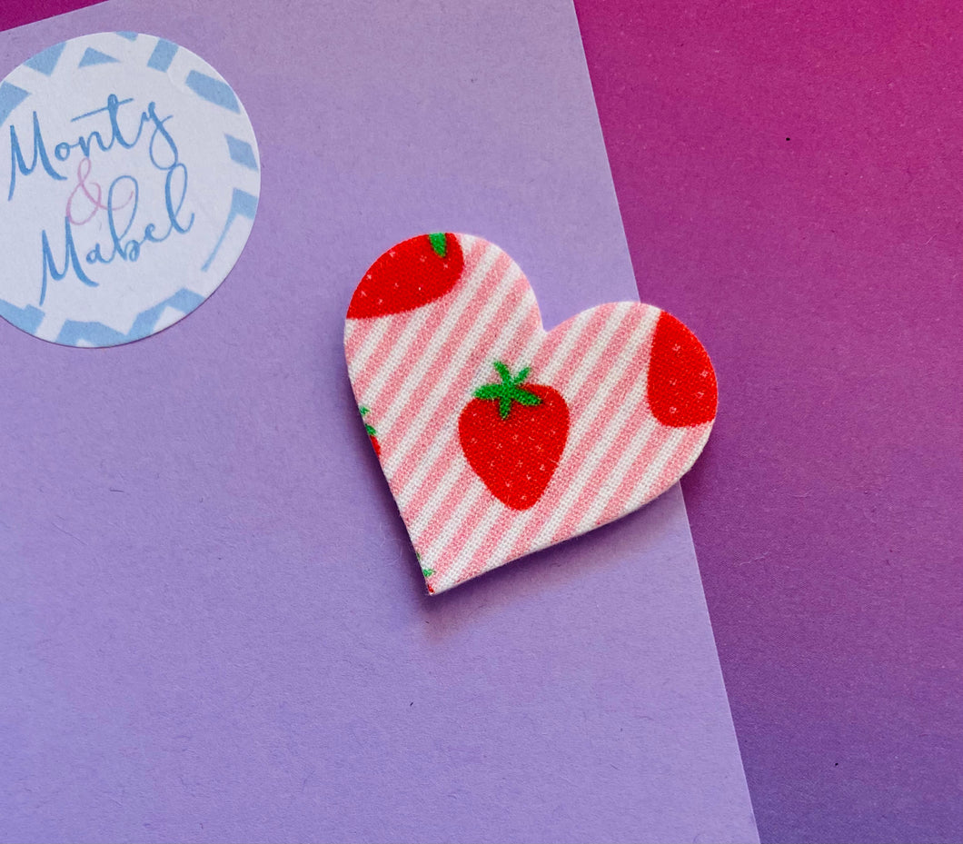 Sale: Pink Stripes Strawberries Heart Fringe Clip