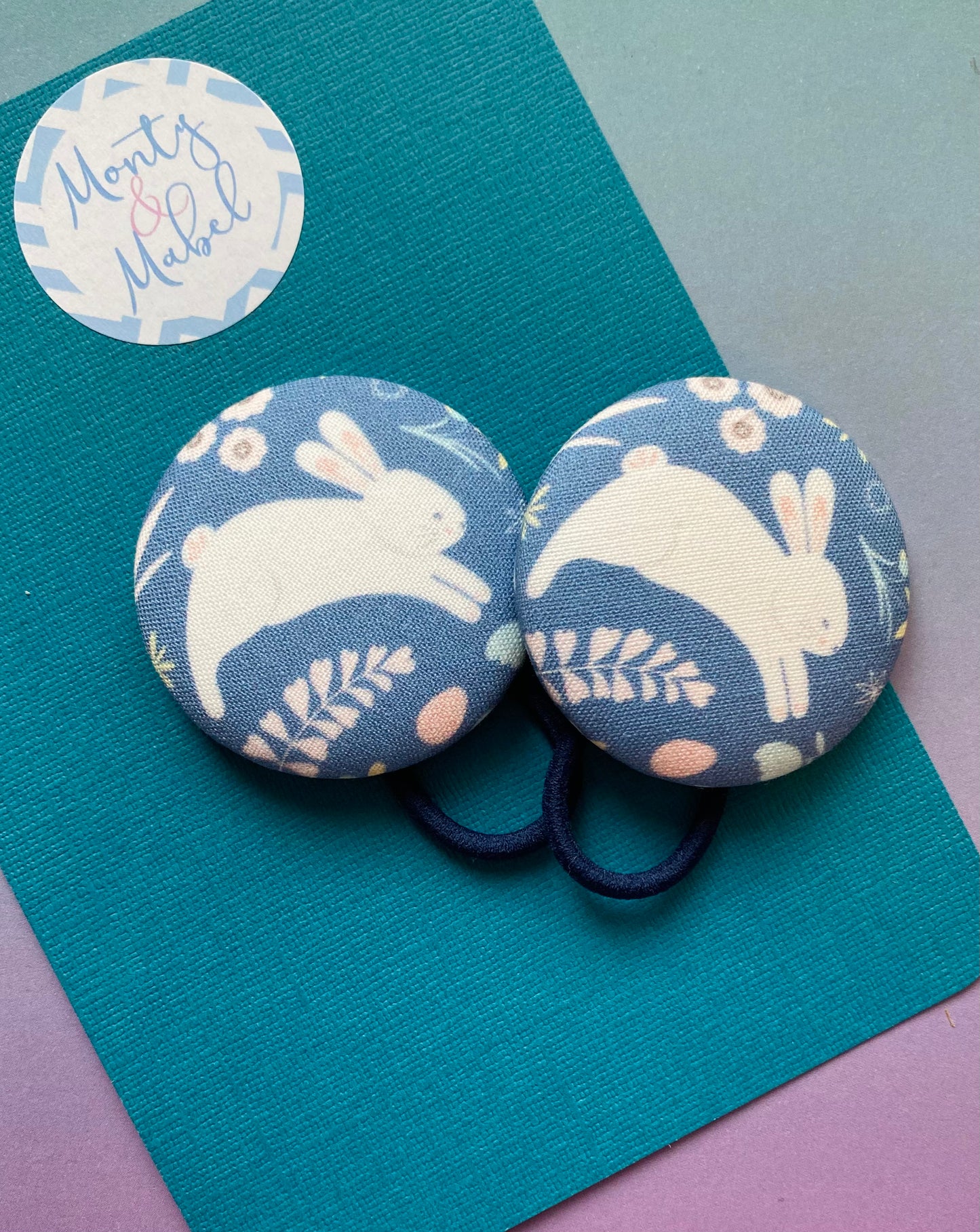 Floral Bunnies On Blue