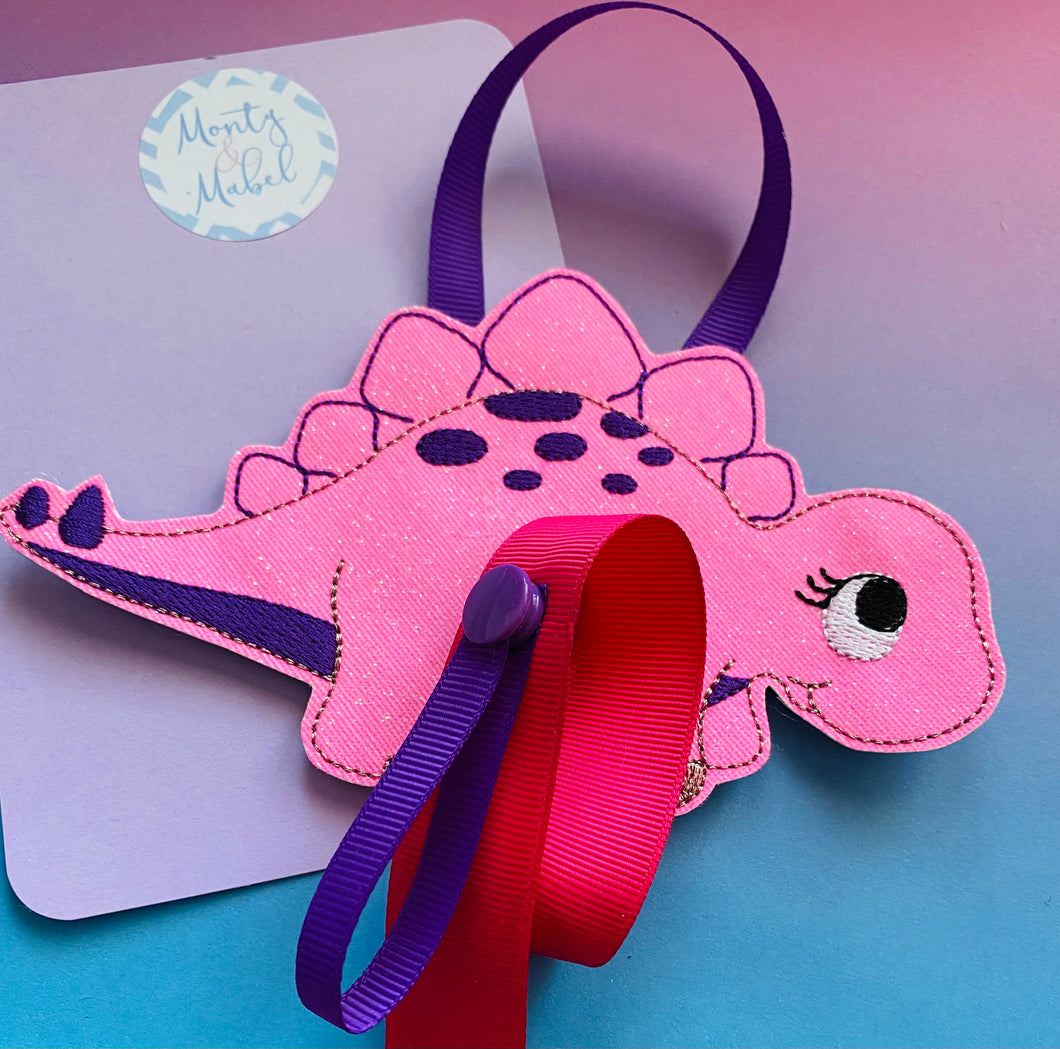 Sale: Pink Dinosaur Holder (1 Hanging Ribbon)