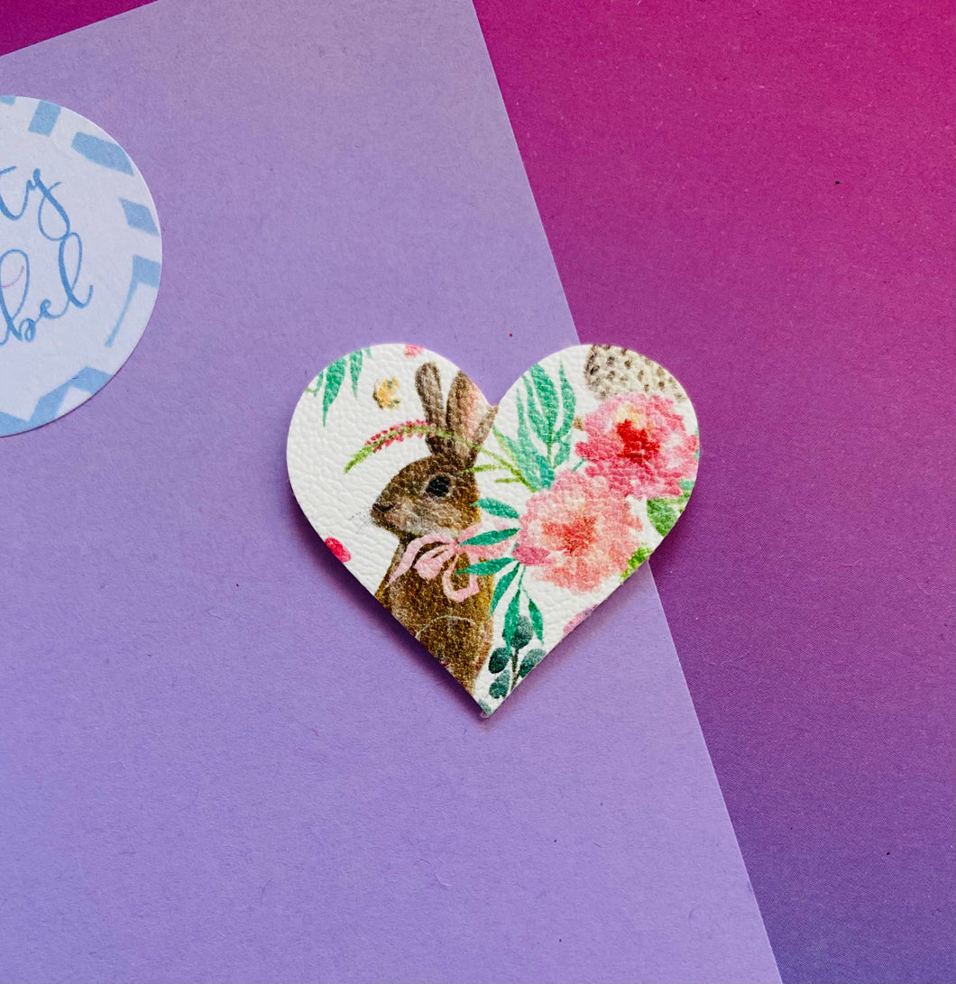 Sale: Printed Floral Bunny Heart Fringe Clip